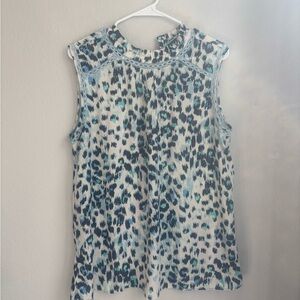 LOFT Sleeveless Animal Print Blouse - Blue and Black